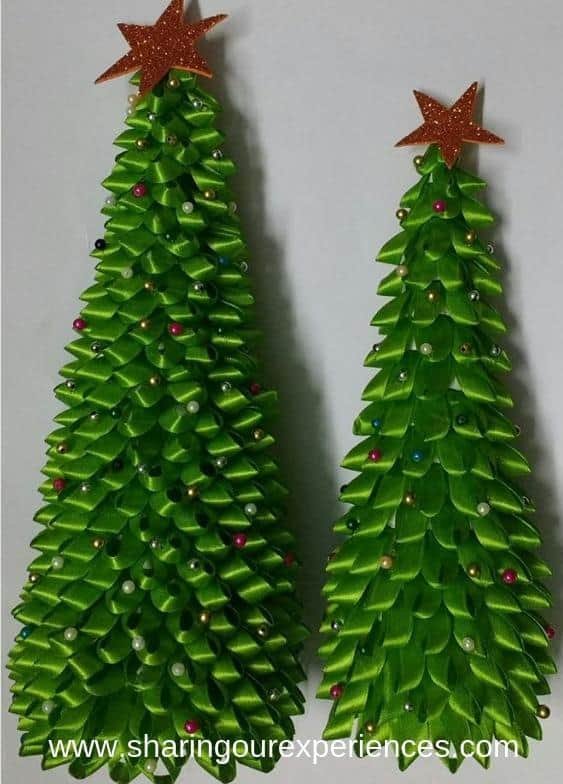 10 Christmas tree with Satin Ribbon