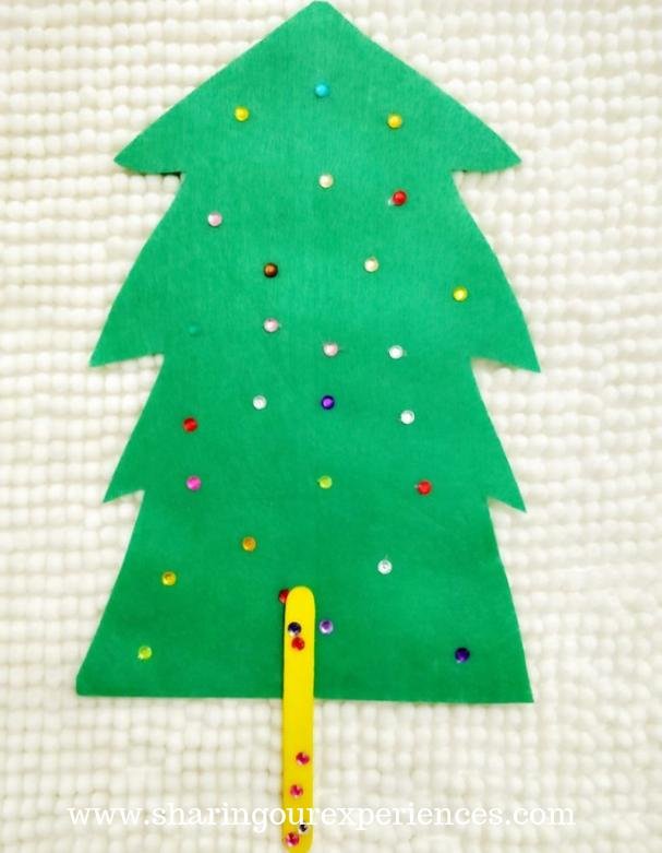 Jeweled Felt Christmas tree craft with kids