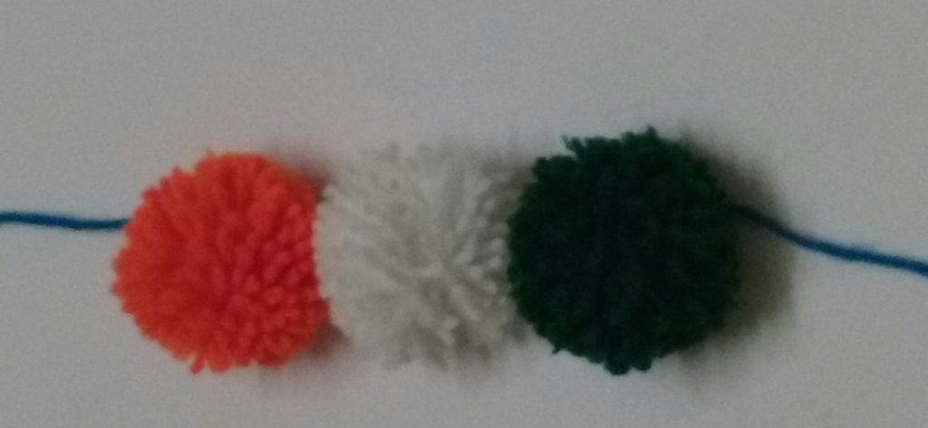 Republic day crafts Tri color PomPom garland wrist bands