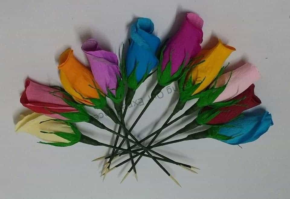 Crepe paper rosebuds