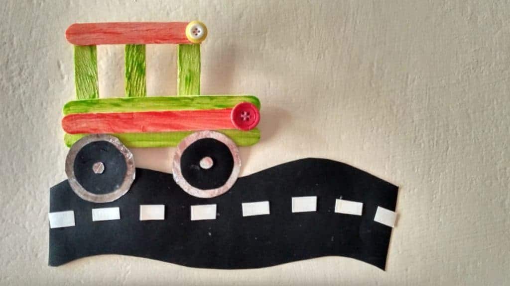 Back to school craft for kids. bus using icecream popsicle sticks