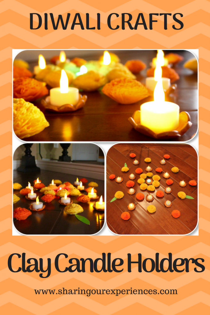 Easy candle holders with Clay Handmade Diwali Home decor ideas