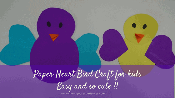 Paper Heart Bird crafts for kids toddlers and preschoolers