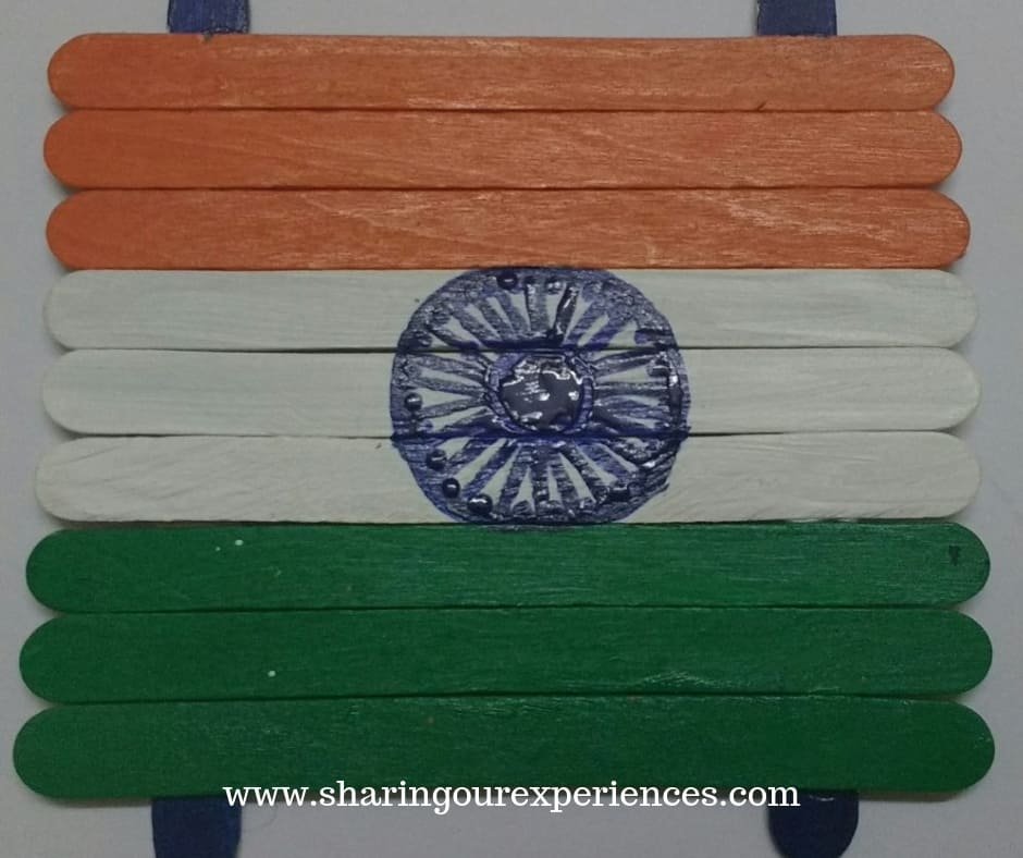 4 tiranga with popsicle sticks