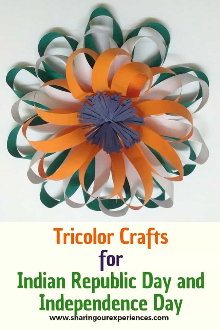 tricolor flower with paper. How to make Tricolor paper flower craft with paper. Best out of waste crafts and decorations for Independence day or Republic day