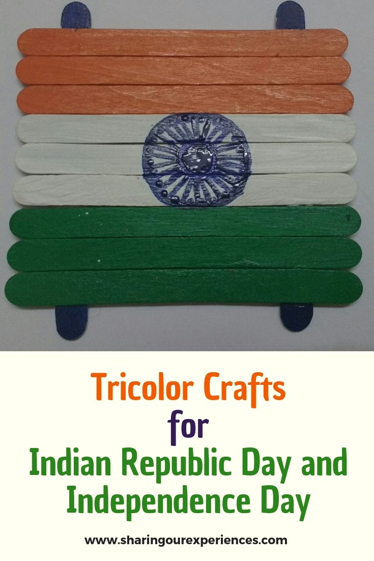 How to make Indian Flag with popsicle sticks. Easy craft for kids on Republic or Independence day. Perfect India themed decorations. Easy enough to be done by toddlers