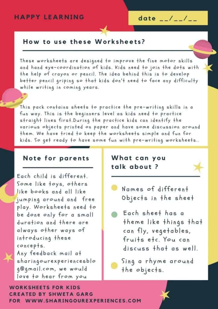 Pre writing Worksheets PDF Downloadable worksheets- Beginners Level