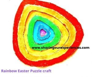 Rainbow Easter egg puzzle for toddler, preschooler and kindergarten. Easy craft to learn VIBGYOR color. 