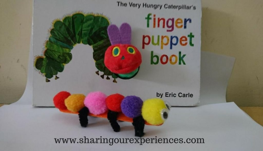 Best Eric Carle craft for kids. Hungry caterpillar craft with pom poms and Pipe Cleaner