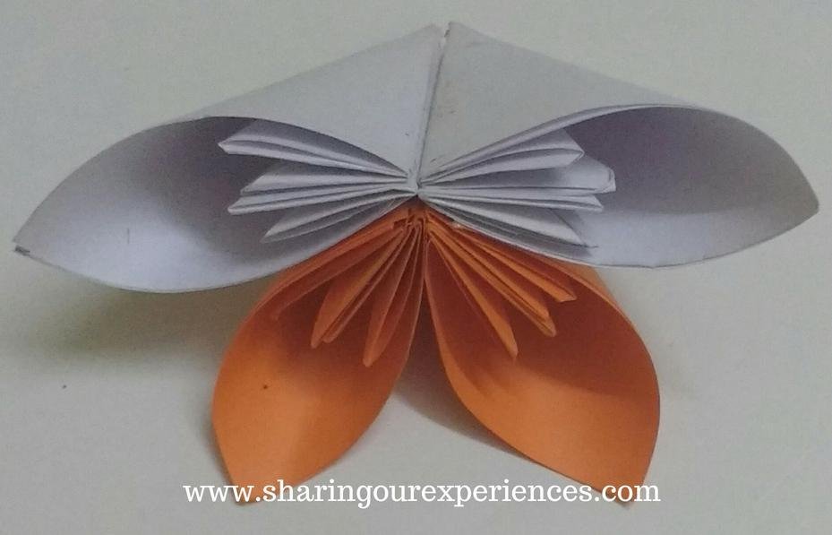 Step by Step tutorial with pictures on how to make Tricolor Kusudama Flower - Easy craft for Indian Independence Day or Republic Day
