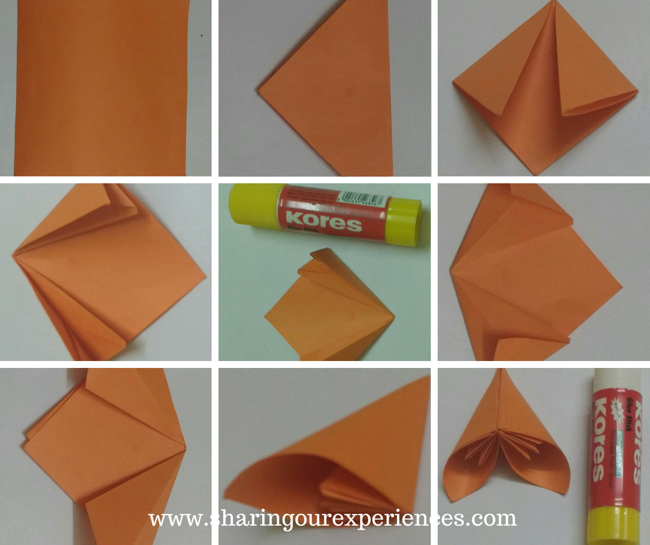 Step by Step tutorial with pictures on how to make Tricolor Kusudama Flower - Easy craft for Indian Independence Day or Republic Day