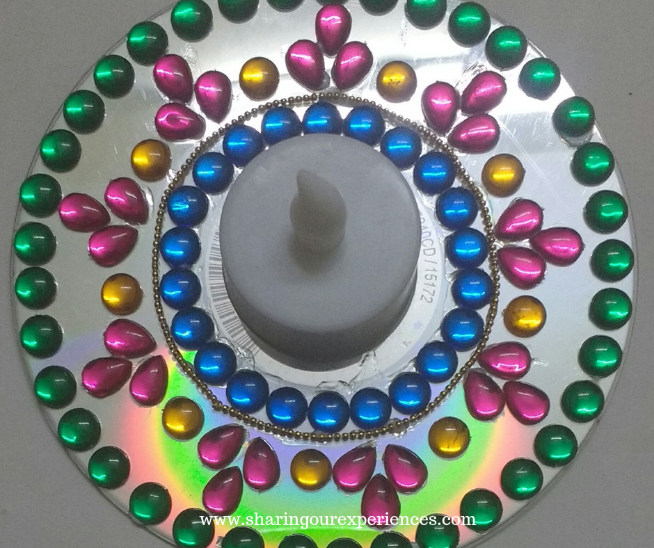CD candle T light holder and Kundan