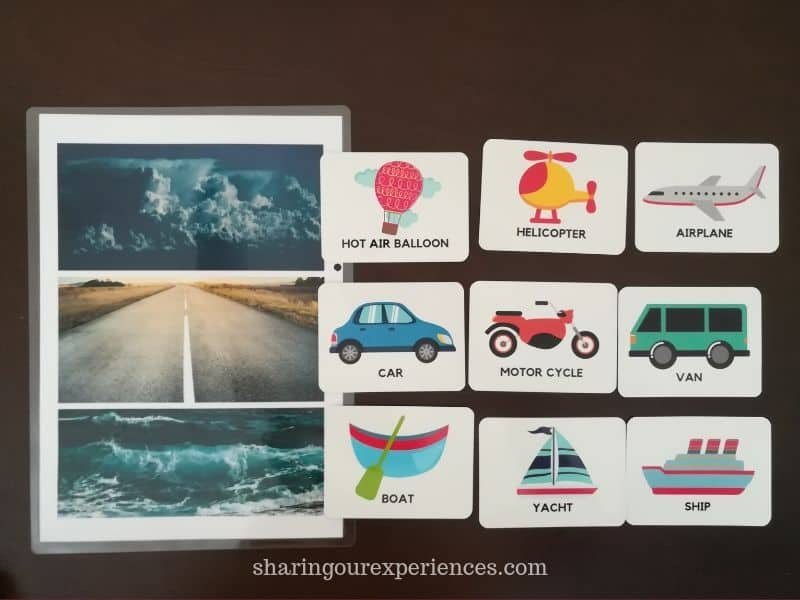 Transportation Flash Card Activities