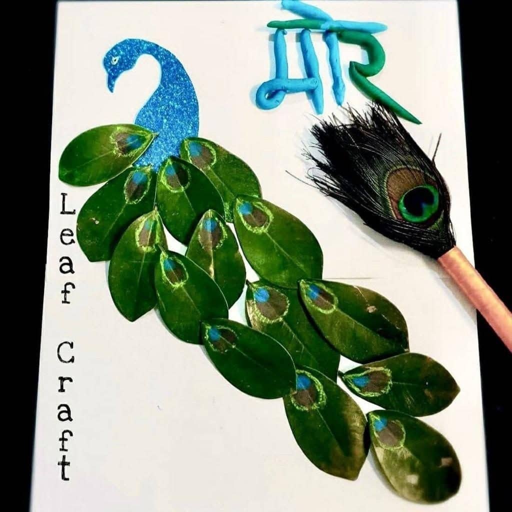 Nature Art for preschoolers Peacock Feathers