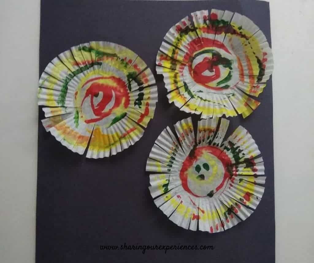 fire cracker craft with Cup cake liners