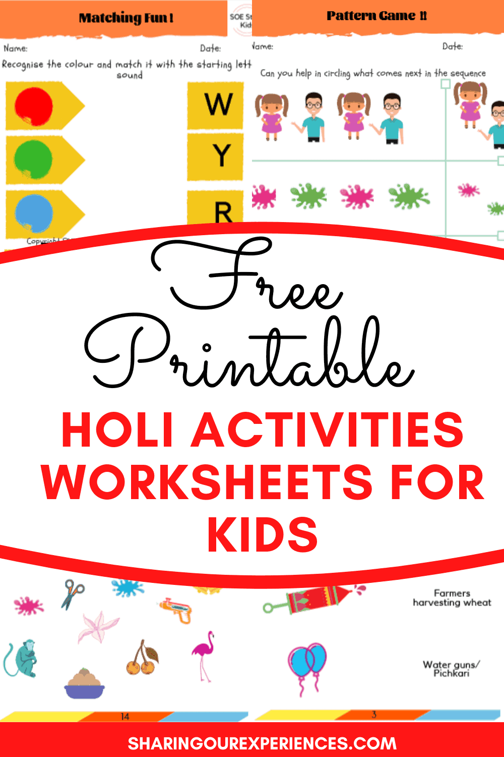 Free Printables Holi crafts and activities for kids pdf