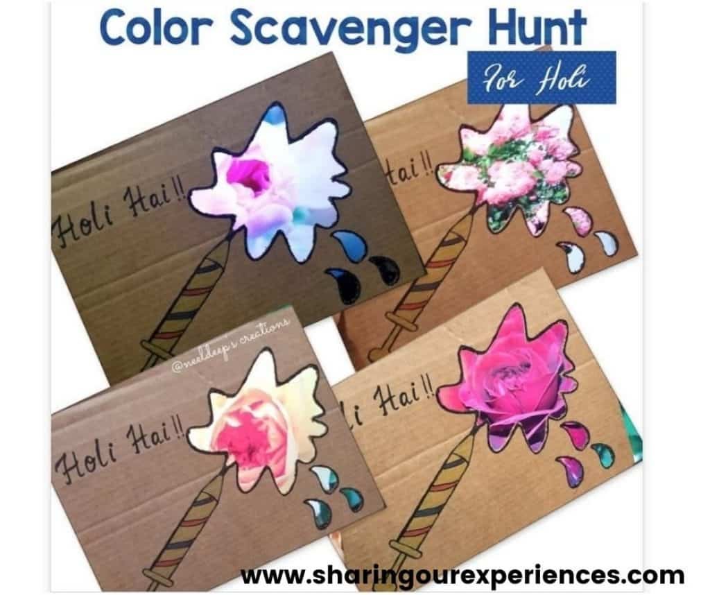 creative color scavenger hunt activity for toddler, preschool and nursery kids. Fun activity to know colors and identify with some book reading