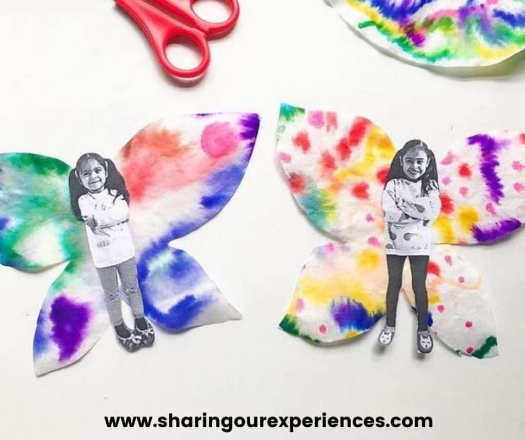 colorful butterfly paper craft activity for spring and summer season. Easy Craft Idea for insect life cycle activity and reading prop.