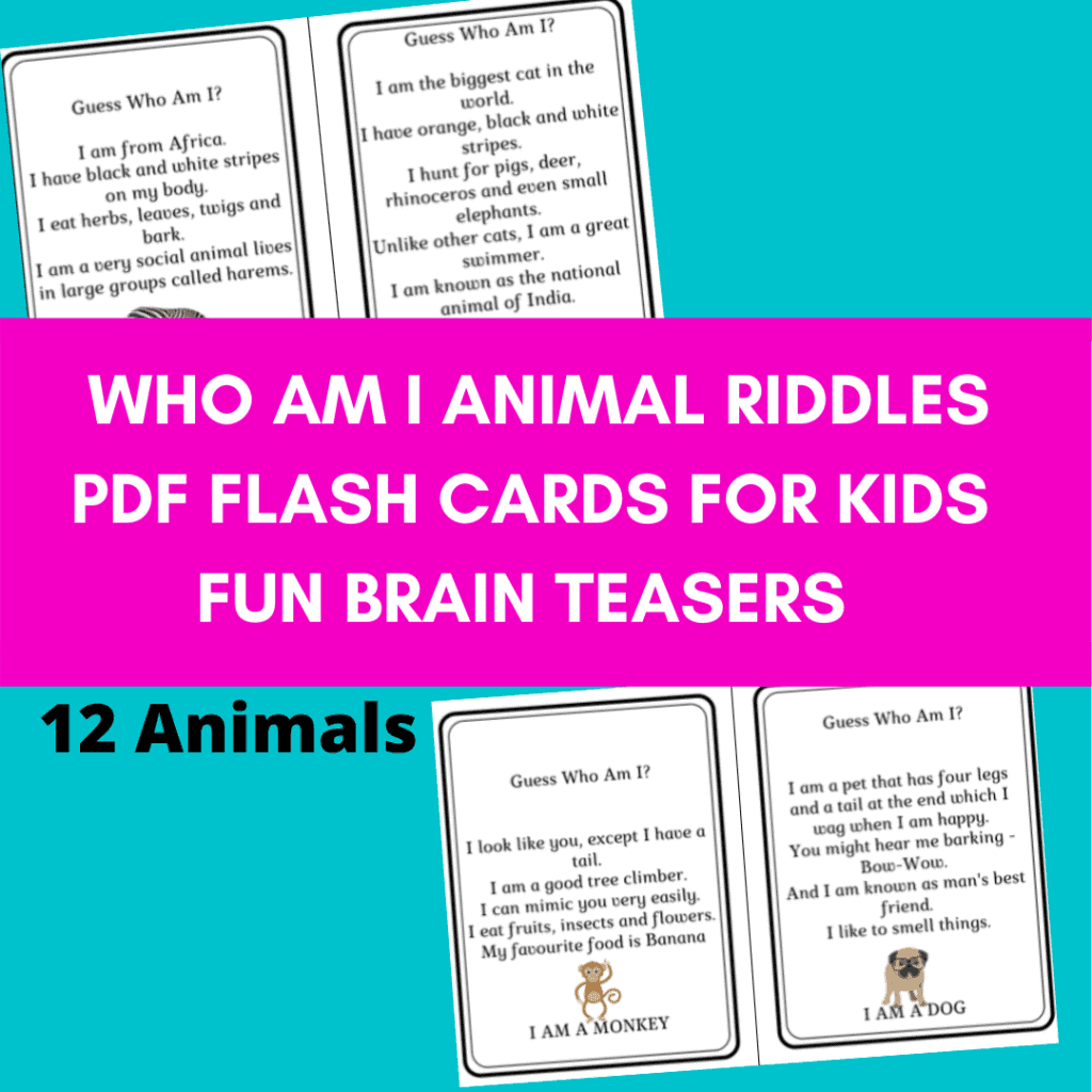 Animal Riddles flashcards for kids PDF