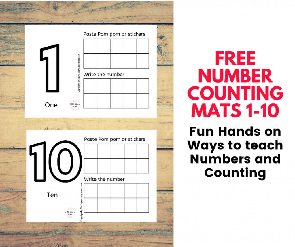 Free number mats for Preschool 1 - 10 pdf - Playdough printable counting mats for toddlers preschoolers kindergarten