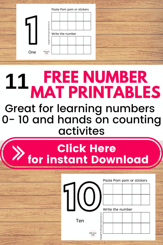 Make practicing numbers 1-10 fun with these Free number mats for Preschool 1 - 10 pdf - Playdough printable counting mats for toddlers preschoolers kindergarten kids. Great for learning math in a Hands on fun way. 