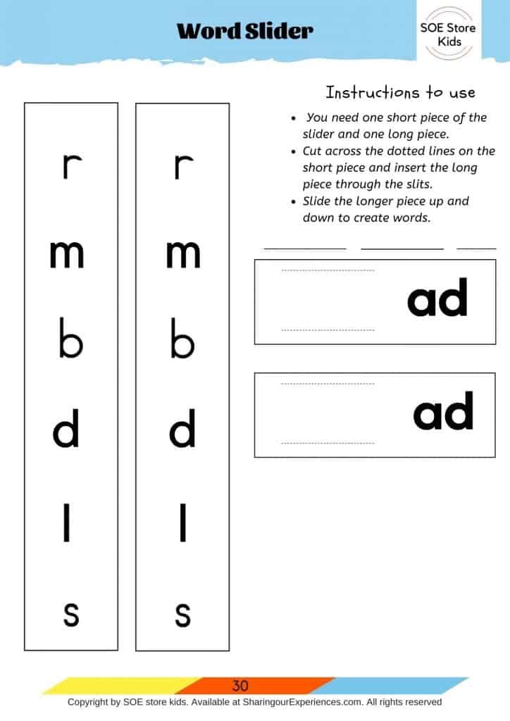 ad Word family word slider printables for kids template (4)