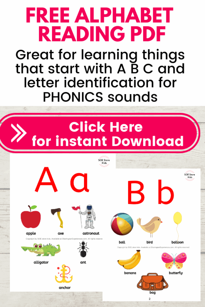 Looking for ways to teach Alphabet to kids? You would love these Alphabet pictures charts that covers simple words that start with letter a b c d e f g h i j k l m n o p q r s t u v w x y z. Download, print and teach alphabet reading to kids using these colorful alphabet picture charts.