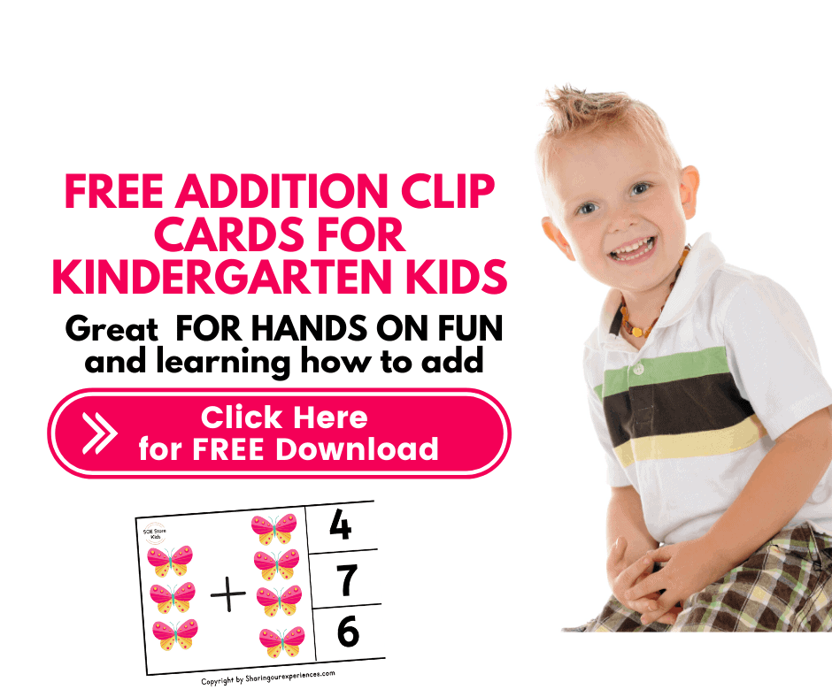 FREE Addition clip cards for Kindergarten kids Final worksheets