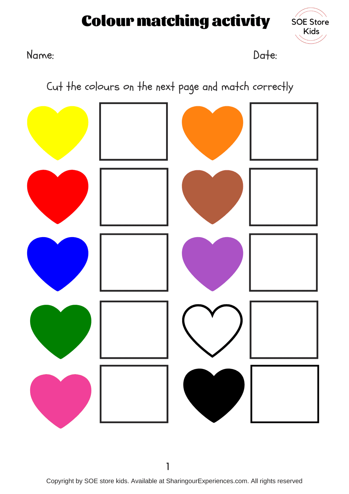 Free Colors Matching Activities For Toddlers Printable Pdf