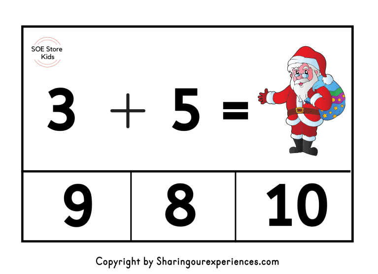 Free Christmas Printable Addition clip cards Numbers 1 - 10 for ...