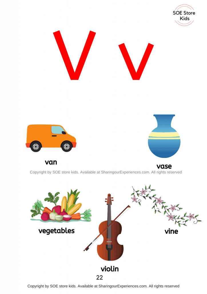 Pictures of things that start with the letter V/ letter â€˜vâ€™ sound words with pictures