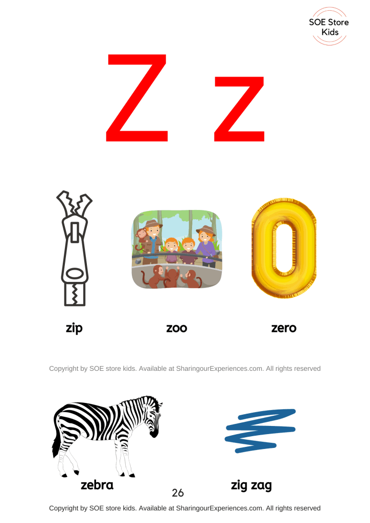 Pictures of things that start with the letter Z/ letter â€˜zâ€™ sound words with pictures