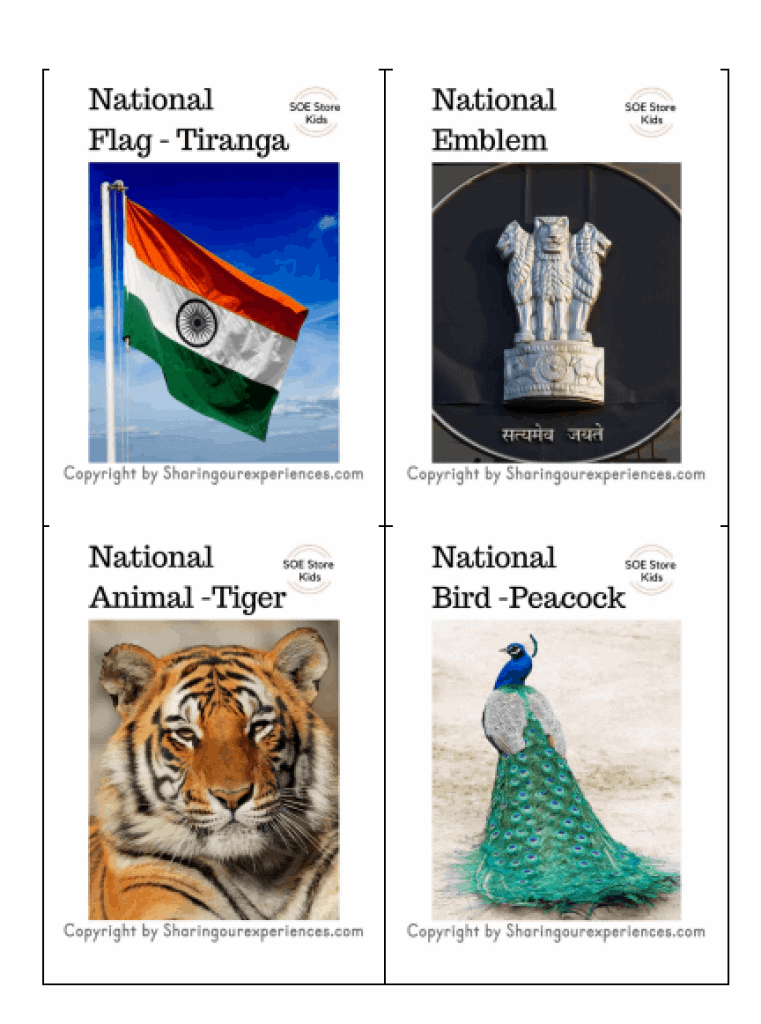 National symbols flashcards for kids - FREE printable pdf for instant download