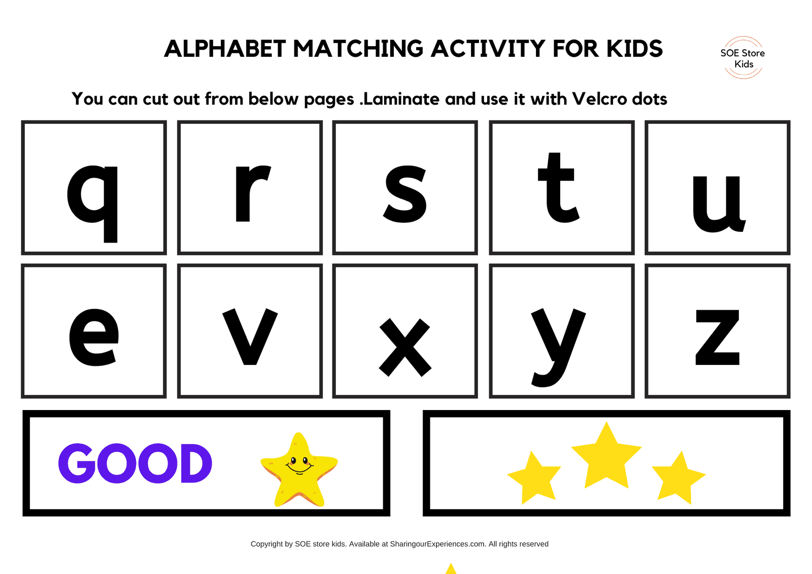 Free Printable Alphabet Matching worksheets for toddlers (Upper case