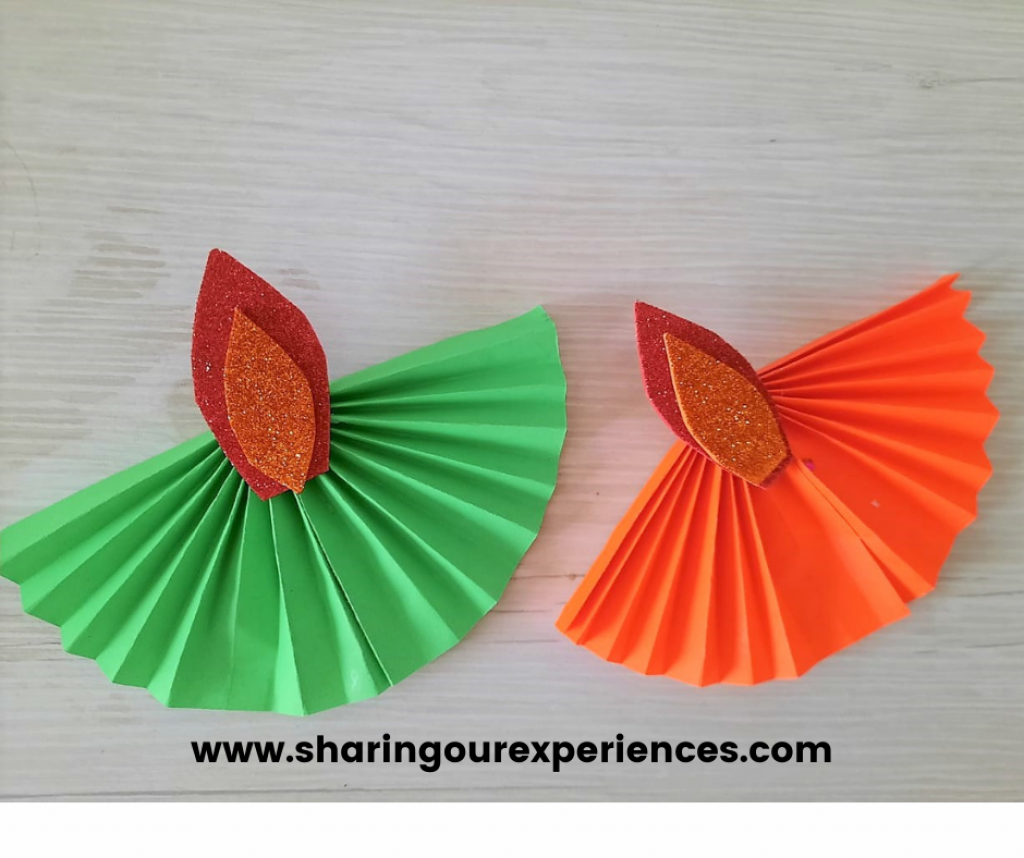Accordion fold Paper Diya. Easy diwali diya by paper craft material and glitter foam sheet.