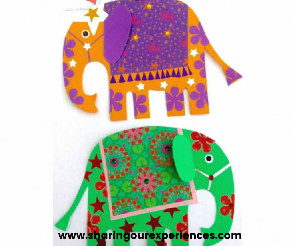 Easy Diwali craft for kids. Diwali Elephant Paper craft for kids. Suitable for all age groups - toddlers, nursery, kindergarten kids