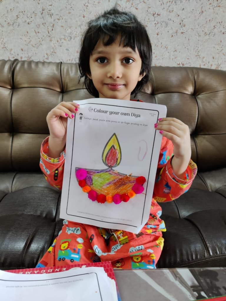 Diwali printables worksheets for Diya craft . Great for toddlers and preschoolers