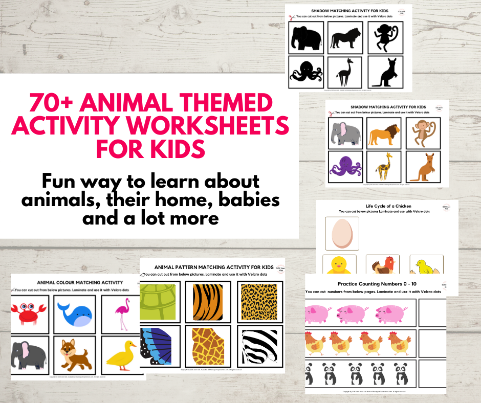 Animals Theme Printable Bundle for Toddlers & Preschoolers Animals Theme Printable Bundle for Toddlers & Preschoolers
