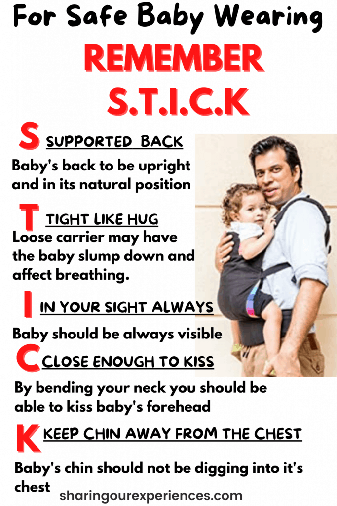 What points to take care of when using baby carrier or wraps for safe baby wearing