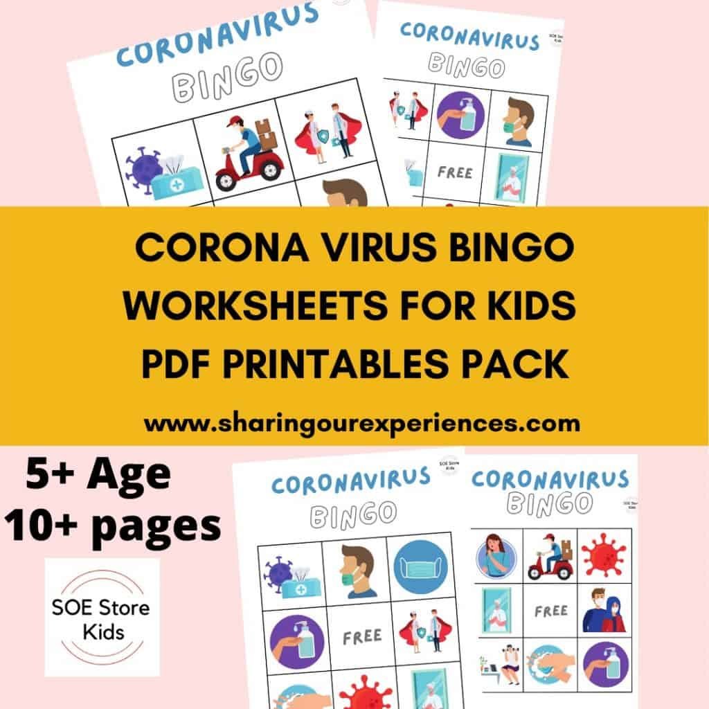 Corona Bingo Printable 3x3 for Kindergarten kids