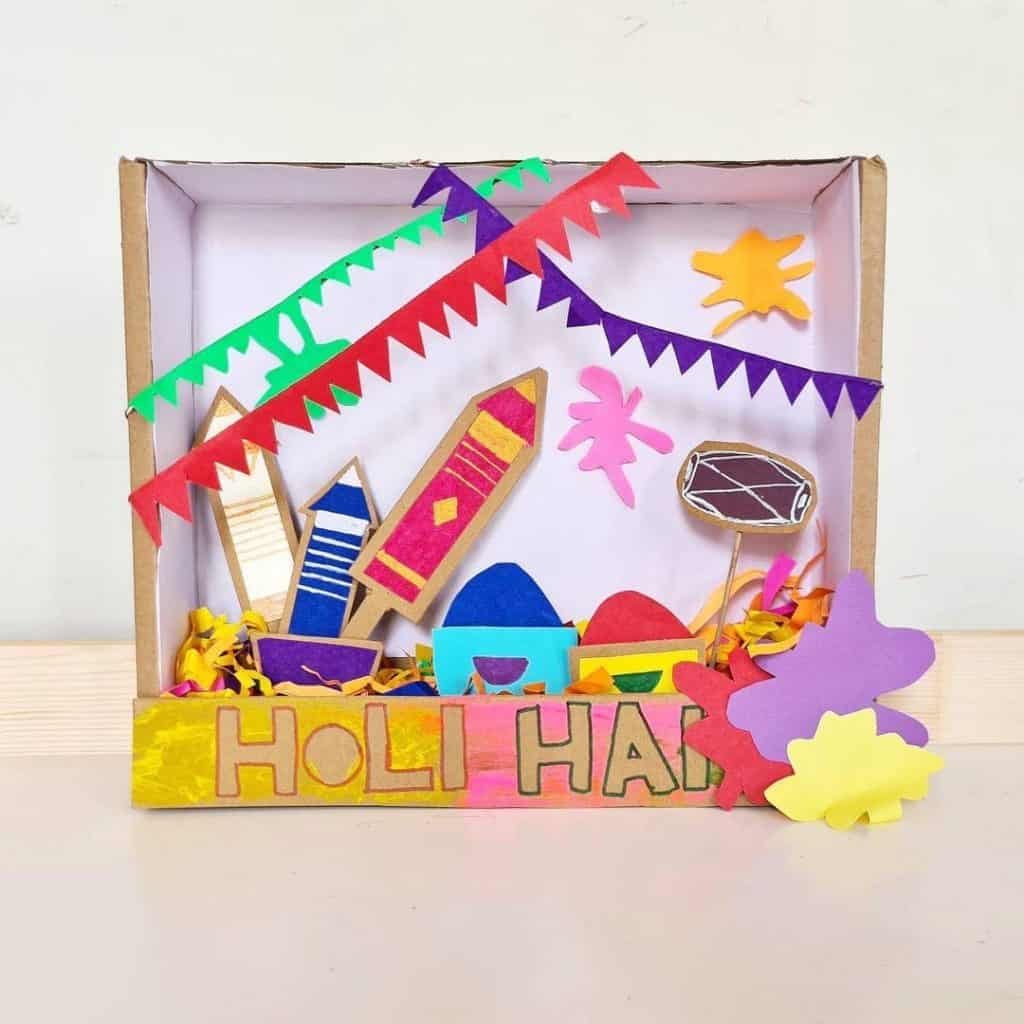Easy and simple Holi theme based craft idea for toddlers, preschooler and early years. Interesting activity for kid for school projects and story telling sessions.