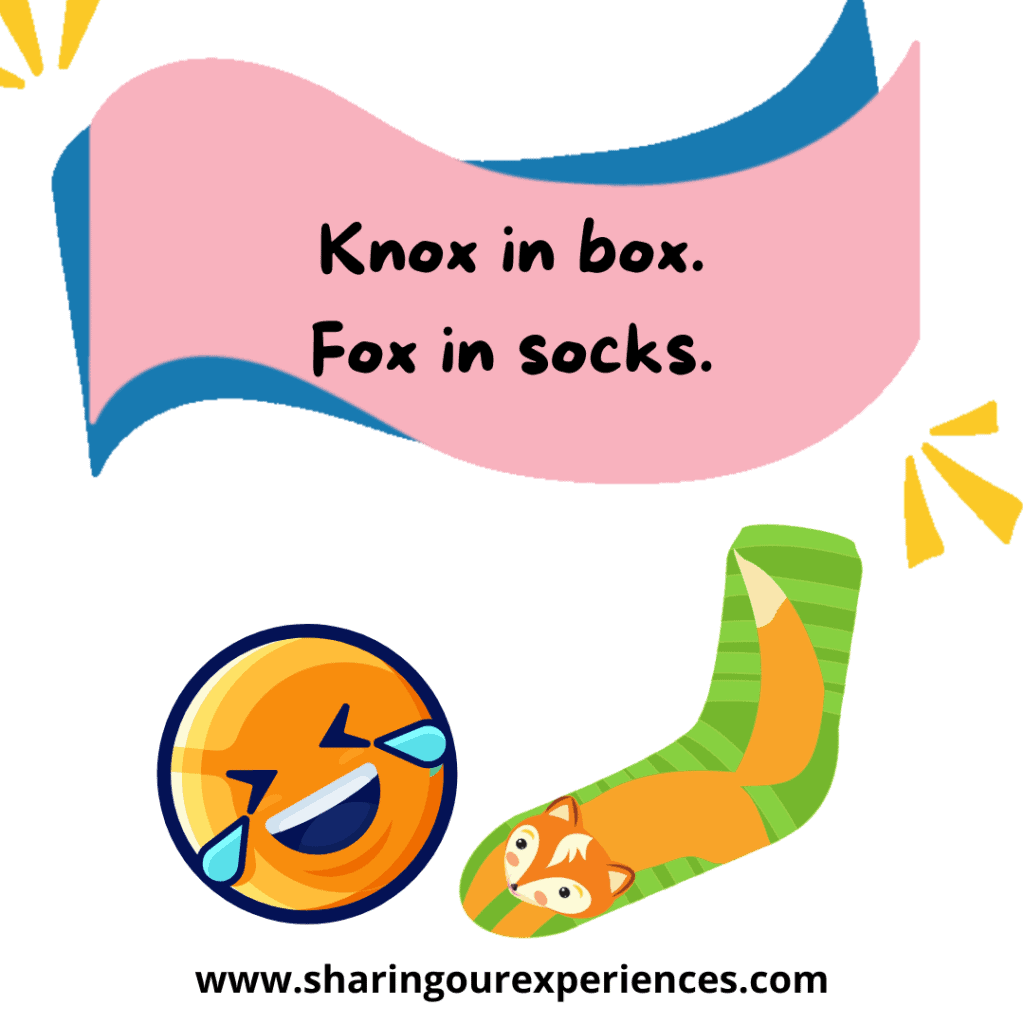 Funny English tongue twisters for kids. Knox in box fox in socks.png