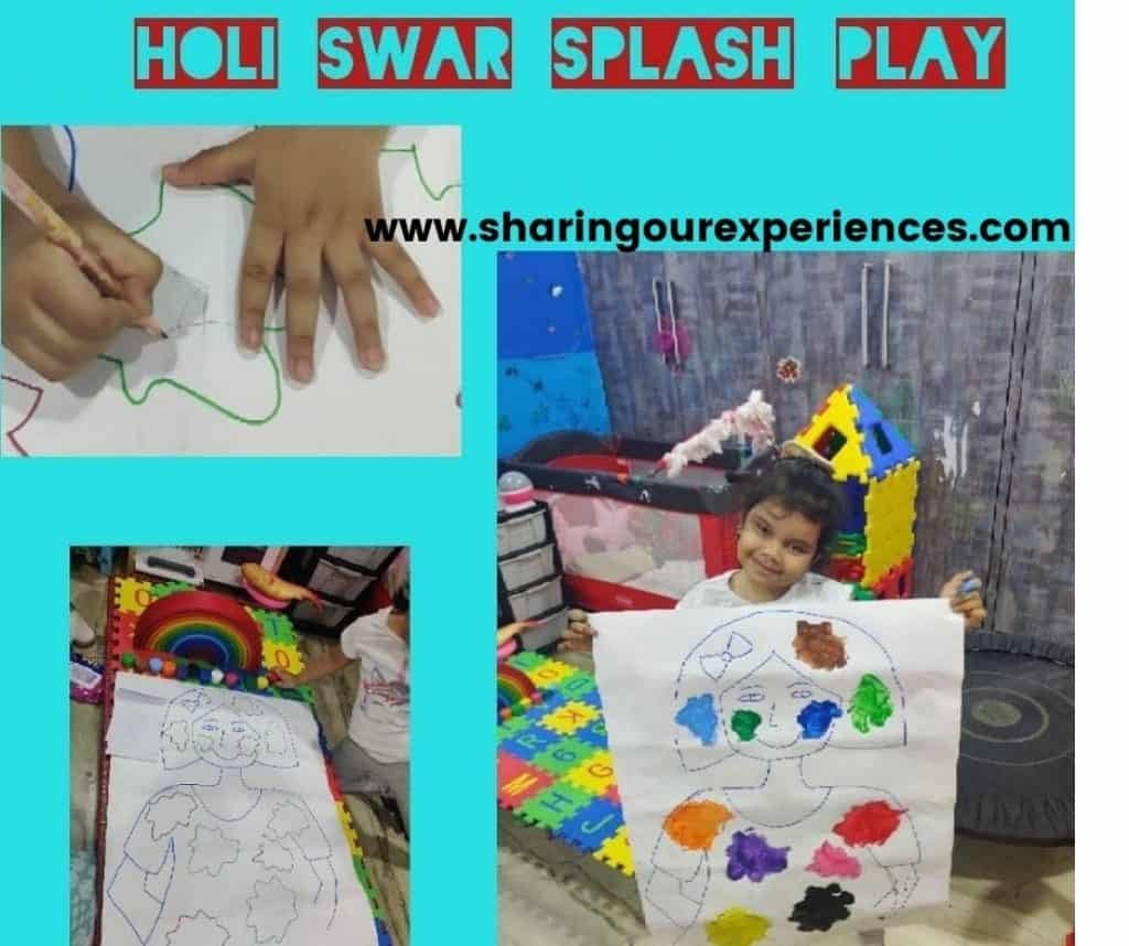 Holi theme based easy sensory color activity for toddler, preschooler and kindergarten. Ideal for color recognition, letter writing and sound identification.