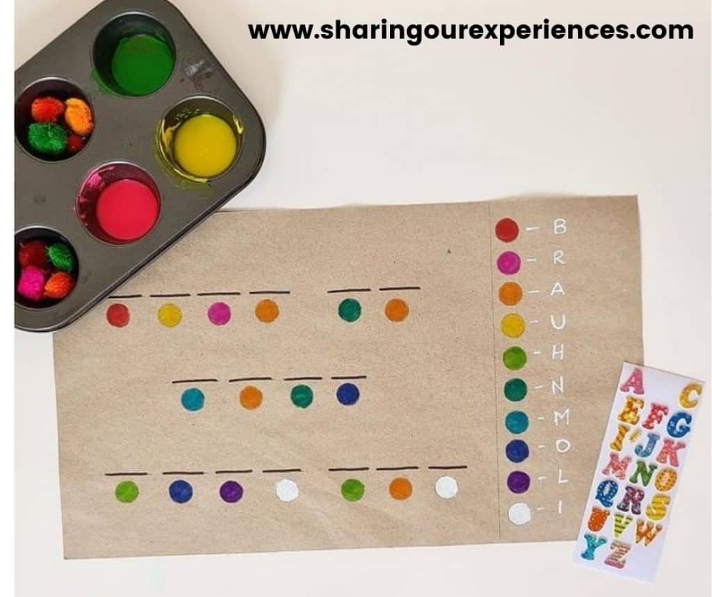 Fun Holi color coding activity for toddlers, preschoolers and kindergarten. decode the Secret using color coding is perfect for problem solving, alphabet and color recognition skills.