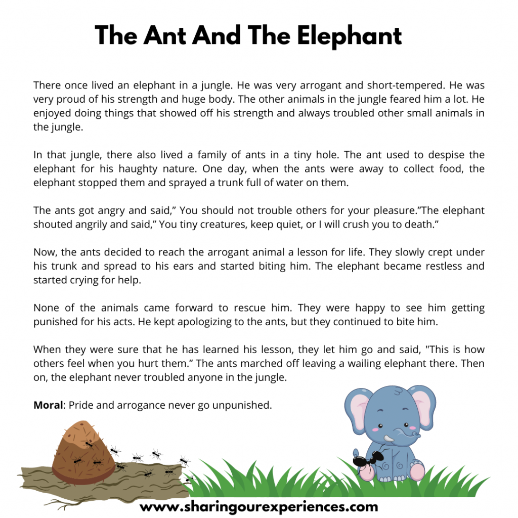 Most Popular Moral Storires For Kids- The Ant And The Elephant.