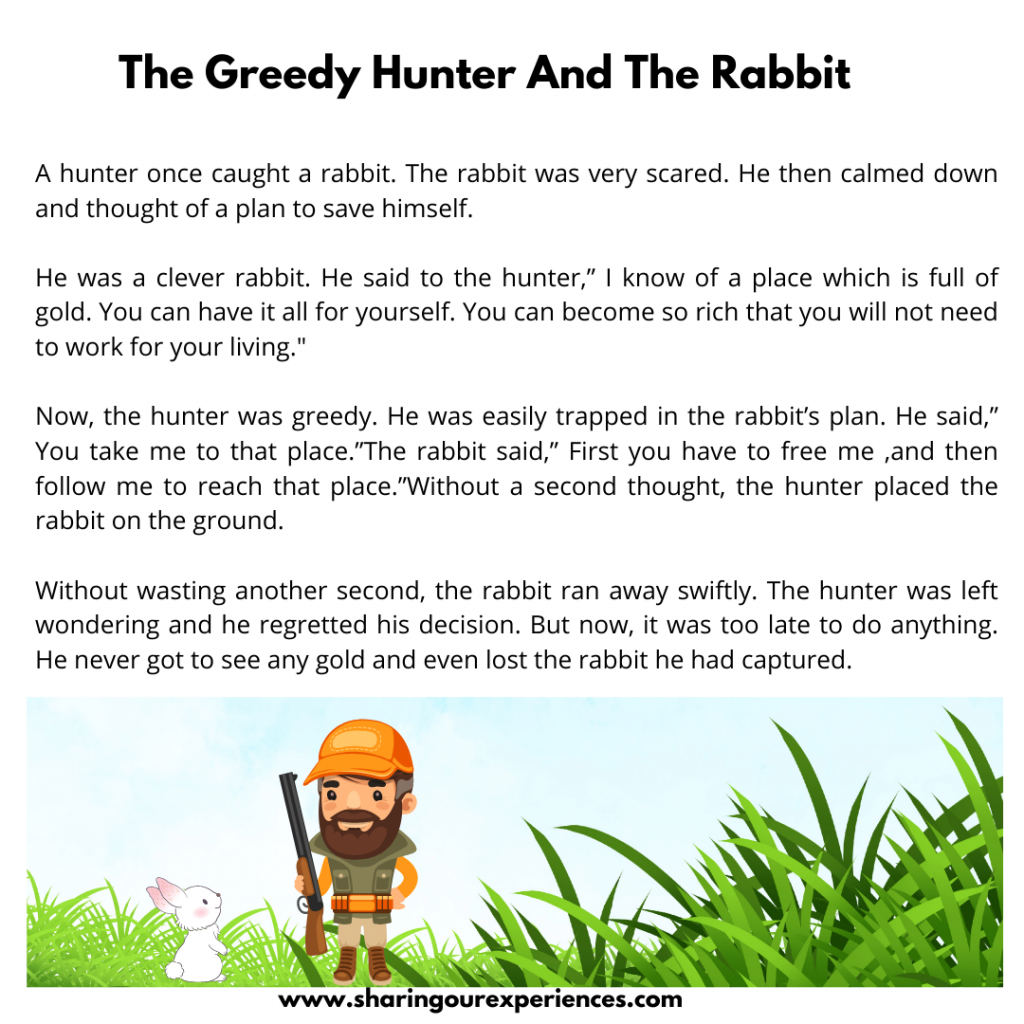 Most Popular Moral Stories For Kids- The Greedy Hunter And The Rabbit.