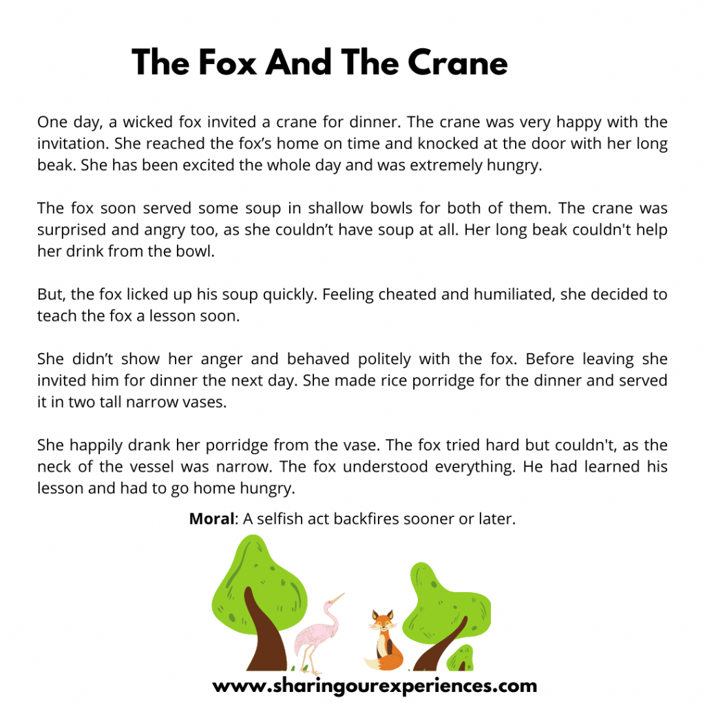 Most Famous Moral Stories For Kids- The Fox And The Crane.