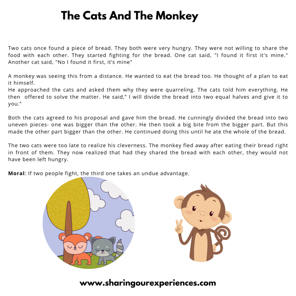 Popular Moral Stories For The Kids- The Cat And The Monkey. 