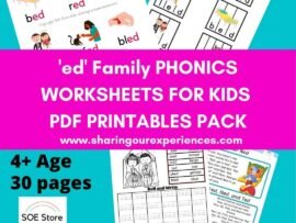 "ed" word family Phonics worksheets for kids