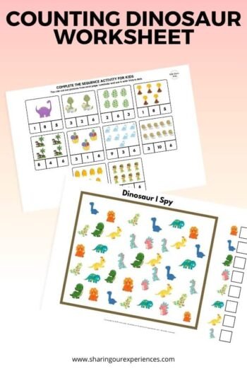 Dinosaur Worksheet Printable Pack for Toddlers, Preschoolers and